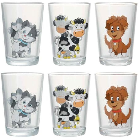 Ritzenhoff & Breker Bicchieri per bambini, motivo: animali della fattoria, set da 6 pezzi, 205 ml, motivo: animali, lavabili in lavastoviglie