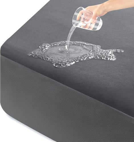 ohano Wasserdichter Matratzenschoner 200x200cm, Feinem Flanell Mikrofaser-Spannbettlaken, Inkontinenzauflage, Nässeschutz Bettlaken Spannbetttücher,Wasserdichter und Atmungsaktive Matratzenbezug, Grau