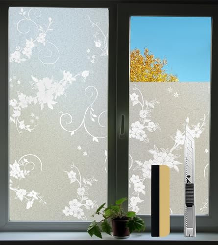 Antrect Film Dépoli Fenetre Filtre Fenetre Anti Regard, Film Occultant Fenêtre 30x200cm Cache Fenetre Adhesif Anti Regard pour Salle de Bain Chambre Salon Bureau