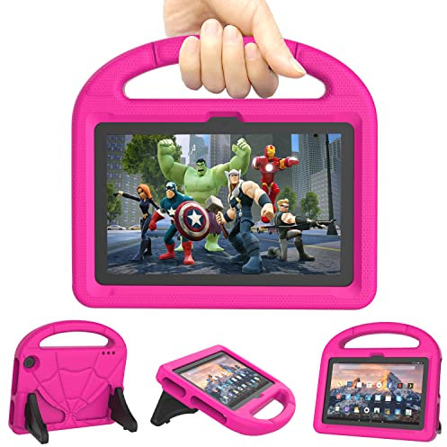 All-New 7 inch Tablet Case for Kids(2022 Release), Incompatible with TCL Tab, Lightweight Shock Proof Case with Stand Handle - Pink