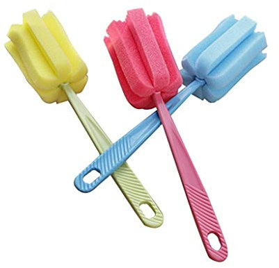 1 Pc Sponge Brush Bottle Cup Glass Washing Cleaning Kitchen Cleaner Tool - Random Color Stylish Attractive Processed