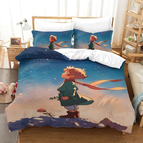 GAOYUCHUN Boy Under The Stars Bettbezug Bettwäsche Kinderbettwäsche-Set Reißverschluss Mit Kissenbezügen Betten Set Für Jugendliche Kinder Schlafzimmer Single（140x200cm）