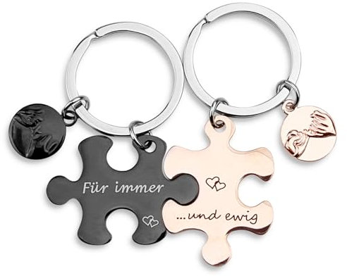 ZoeWei Valentinstag geschenke 2 Pcs Paar Schlüsselanhänger Partner Geschenke Jahrestag Geschenk für Ihn und Sie Schlüsselanhänger Geschenk für Freundin Liebe Freundschaft