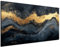 DARO Design® Bilder Groß 84x56 cm XXL Wohnzimmer Deko Modern Wandbild Foto auf Leinwand Bild Schlafzimmer Room Decor Geschenke Kunstdruck Gold Schwarz Grau Wellen
