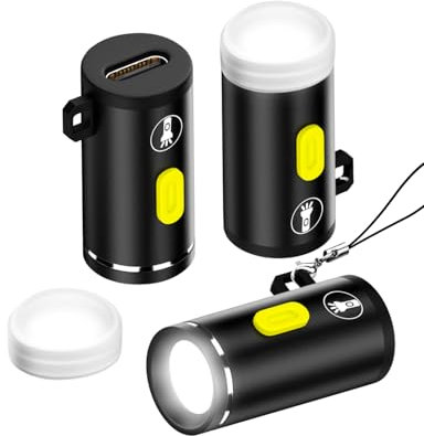 SinLoon Mini linterna tipo C alimentada por 3 piezas mini linterna portátil fuerte, 5 V @ 0.2 A 1 W de potencia de carga/210-230 lúmenes, adecuada para exteriores, hogar, emergencia, pequeña linterna