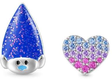 GNOCE Ohrringe Trolls Branch Herz Gemischte Ohrstecker 925 Sterlingsilber blondes Mädchen ohren Schmuck Geschenk für Mädchen Frau Mutter Tochter