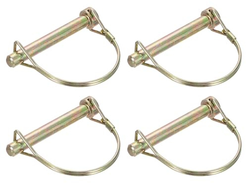QUARKZMAN 4 Stück Rohrklappsplinte 9.5x70mm Splinte Rohre 3/8 x 2-3/4 Bolzen mit Ring, Anhängerstifte Runde Bolzen für Boot Kajak Anhänger Traktor Wagen, Golden