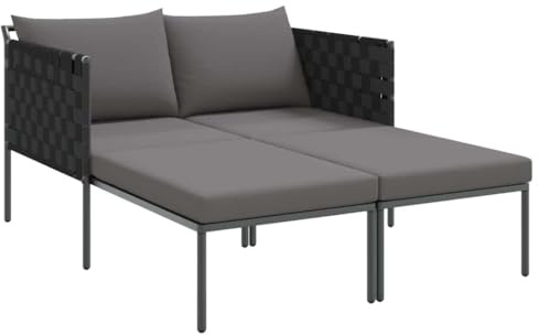 vidaXL Sonnenliege Pulverbeschichteter Stahl Anthrazit | Anpassbare Armlehnen für individuellen Komfort, Robuster Stahlrahmen kombiniert mit UV-beständigem Stoff,