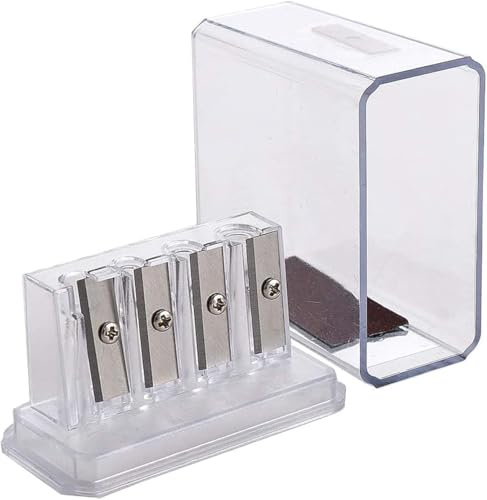 1 x transparenter Holzkohle-Bleistiftspitzer mit 4 Löchern, lange Spitze, Tischler-Bleistiftspitzer, Kunststoff-Künstler zum Skizzieren, Büro, Schule, Schreibzubehör