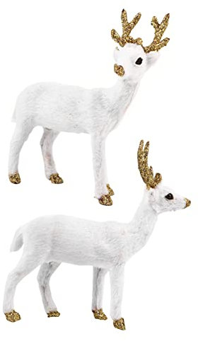 FELTECHELECTR 2Stücke Sika Hirsch Plüschpuppe Imitation Tier Statue für Zuhause Dekoratives mit Weichem Material für Garten oder Herbstdeko