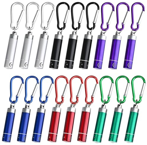 NEOVSUNY 18 Stück Mini Taschenlampe Schlüsselanhänger Kinder,Farbige Aluminium Schlüsselanhänger Taschenlampe,Handlampe Geeignet für Mitbringsel Kindergeburtstag [Energieklasse A]