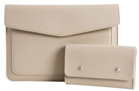 Yesmornsis PU Leather Padded Laptop Sleeve 16Inch Compatible with MacBook Pro 16 M5 M4 M3 M2,15Inch Laptop Bag Compatible with MacBook Pro 15 with Charger Pouch