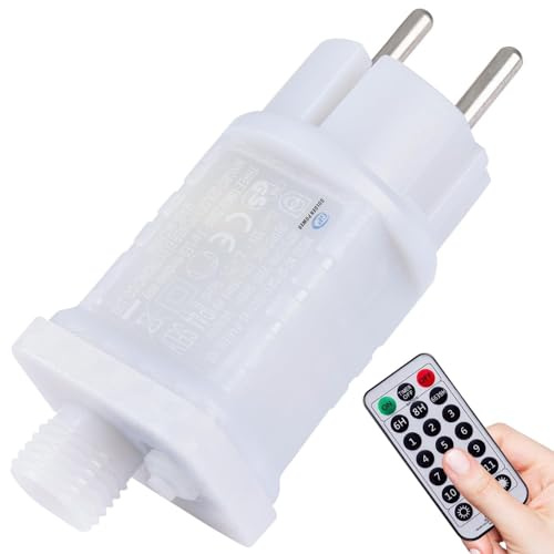 StarryEver 31V 193mA EU-Stecker für 11 Modi Lichterkette, EU-Adapter Netzteil mit Fernbedienung und Timer, Transformator für Weihnachtsbeleuchtung Zweifarbige Lichterkette