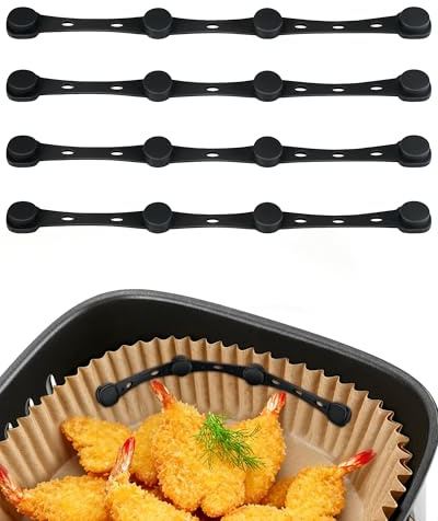 Weenkler 4 Piezas Imanes para Papel Hornear Airfryer Fijar, 17.5 cm | Silicona Magnética, Resistente al Calor, Fácil Limpiar, Fijar Papel de Hornear, Accesorios Freidoras para Ninja, Philips