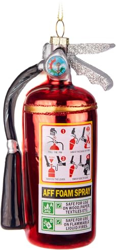 BRUBAKER Feuerlöscher Weihnachtskugel aus Glas - Handbemalt und Mundgeblasen - Feuerwehr Christbaumschmuck Lustig - Christbaumkugel Figuren Weihnachtsdeko Anhänger - Deko Baumkugel