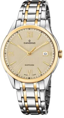 Candino Herren Datum klassisch Quarz Uhr mit Edelstahl Armband C4694/2