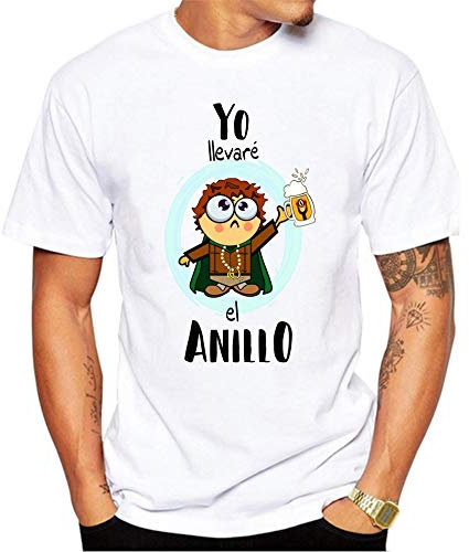 MardeTé Camiseta Despedida de Soltero. Yo llevaré el Anillo. Camiseta a Juego con Nosotros destruiremos el Anillo Divertida Camiseta de algodón para Despedidas de Solteros. (M)