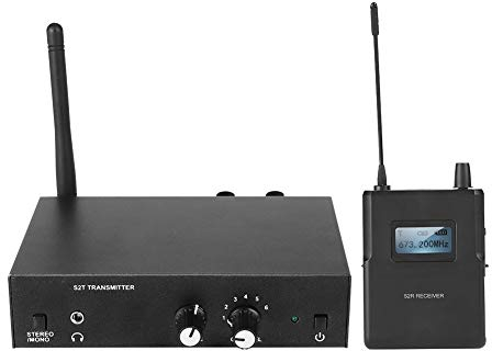 de Monitor Inalámbrico In-Ear, Monitor Inalámbrico Distancia de Transmisión 100M Monitor Inalámbrico Estéreo UHF 670-680MHZ para ANLEON (1 transmisor y 1 Receptor)