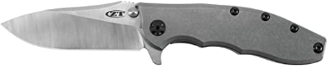 Zero Tolerance, Taschenmesser, Hinderer Slicer Framelock, Klinge: 8.9 cm, Klappmesser, Extended Tang, Daumen Pin, Taschenclip, Stonewashed, Titan