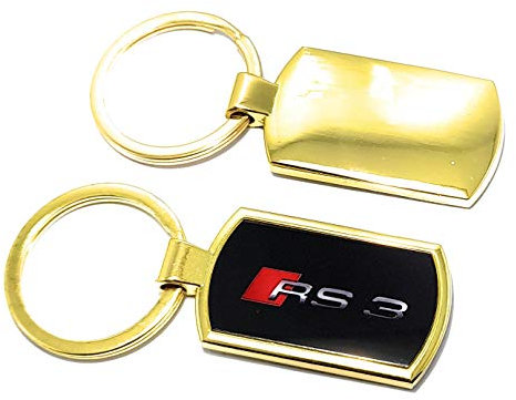 Customgra Porte-clés de voiture en plaqué or 9 carats pour Audi RS3 avec boîte cadeau