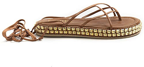 CECILE Sandale Gladiator Flip-Flops braun mit Nieten - 2464 Nappa Soft Tan - Gr., Braun - braun - Größe: 38 EU
