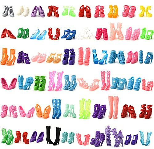 Asiv Accessoires de poupée , 60 Paires de Chaussures et Accessoires de Bottes de Styles différents, adaptés aux poupées de 11,5 Pouces, aux Cadeaux d'anniversaire de Noël pour Les Filles