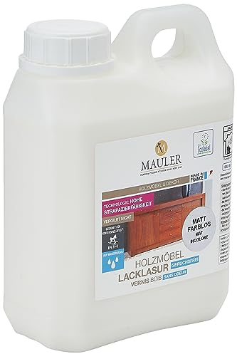 Mauler Klarlack Farblos matt Lacklasur 1L Kinderspielzeugnorm NF EN 71-3 Schutz gegen Flecken, Abnutzung, Fett, … Für Holzmöbel, Tisch, Spielzeuge.