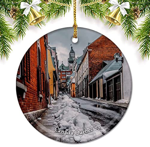 Canada Quebec Ornamenti di Natale per Albero Ciondolo in Ceramica Doppio Lato Ornamento Decorazione Regali di Natale Porcellana Viaggio Souvenir