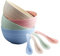 YORFULL 24 Ounce Cereal Bowls Set of 4,Dinner Sets(4Bowls+4Spoons),Microwave and Dishwasher Safe,Unbreakable Tableware Bowls for Salad,Soup,Noodle,Ramen,Pasta,Breakfast,Rice,Dessert,Sncak