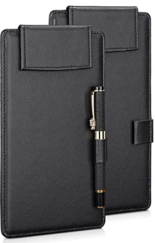 GORESE Klemmbrett A6 Leder Schreibbrett A6 Klemmbrettmappe Clipboard Notizmappe Speisekarte mit Magnetisches Clip und Stiftclip für Restaurant Bar Café Tageskarte Schaufenster Rezeption(2er Pack)