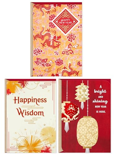 Hallmark Chinesisches Neujahrskarten, 3 Stück (Glück, Glück, Wohlstand)
