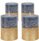 Stumpenkerze Blau, Gold 4er-Set | Premium Qualität - Glitzernde Stumpen-Kerze, Brenndauer: 45 Stunden, Ø 75 mm x 100 mm/pajoma®