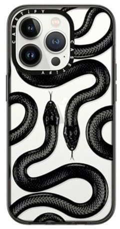 CASETiFY Compact iPhone 14 Pro Case [2X Military Grade Drop Tested / 4ft Drop Protection] - Black Kingsnake - Clear Black