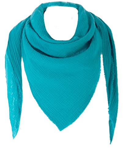 FASHION YOU WANT XXL Tuch 23 Farben Farbwahl Halstuch Musselintuch Musselin Damen Damenhalstuch Dreieckstuch Schal Herren Männer Frauen Herrenhalstuch Dreieckig leicht (einlagig)) (türkis)