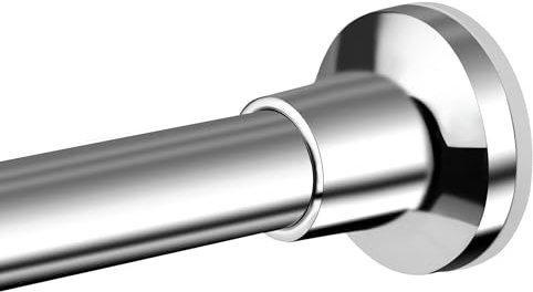 Shower Curtain Pole No Drill, 72-194 CM Spring Tension Rod Stainless Steel Adjustable Curtain Rod for Bathroom Shower Curtain, Windows, Closet (Silver)