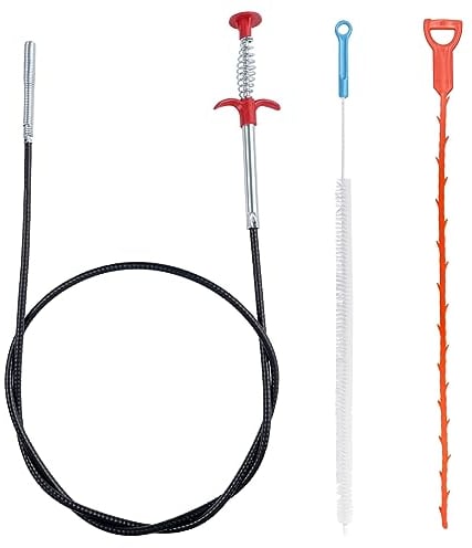 Fousenuk Desatascador Tuberias Profesional, 3 Piezas Desatascador wc Limpieza Ducha Fregadero Alambre Muelle Desatascador Tuberias, Herramienta para Desatascar el Desagüe Fuerte y Flexible