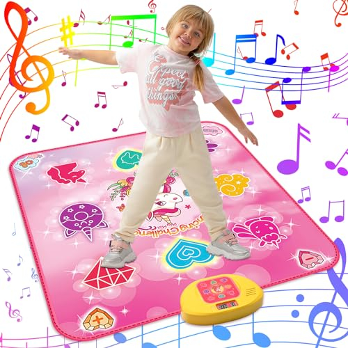 ZWOOS Tanzmatte für Kinder ab 3-12+ Jahre, Beleuchtete Tanzmatte Spielzeug Kinder, Elektronisch Musik Tanzpad Geschenke für Mädchen ab 3 4 5 6 7 8 9 10 11 12 Jahren zu Weihnachten und zum Geburtstag