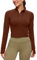 CRZ YOGA Women's Butterluxe 1/2 Zip Long Sleeve Shirts Sports Crop Tops Gym Sweatshirt Running Cropped Jacket Pullover with Thumbhole Jujube Brown 12