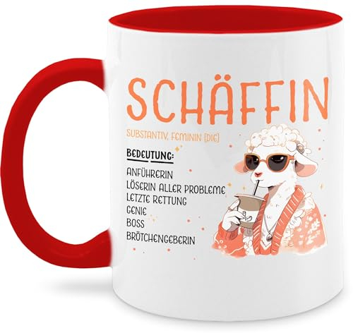 Tasse Tassen 325ml - Job & Beruf - Schäffin I Chefin Geschenk I Anführerin I Leiterin I Vorgesetzte I Lustig I Witzig I Weihnachten - 325 ml - Rot - kaffeebecher sprüche arbeit schaf haferl