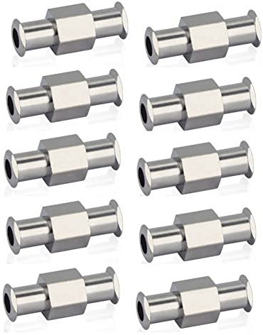 Rfeeuubft 10 Stück Luer Spritze Kupplung Metall Doppelkupplung Adapter Luer Lock Kupplung für Pneumatische Teile