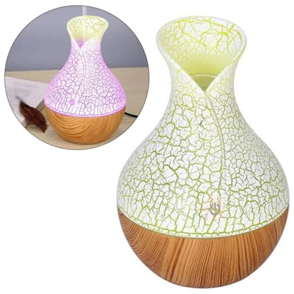 PRETYZOOM Usb Luftbefeuchter Crack Vase Holzmaserung 130ml Auto Diffusor Mit 7 Farbigen Led Nachtlichtern Und Transparenter Wassertank