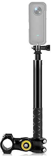 Palo de Selfie de Tiempo de Bala HUIOP PU817 Motocicleta Bicicleta Selfie Stick Manillar Soporte de cámara 27.9cm-113.5cm Longitud Ajustable con Tornillo de 1/4 Pulgadas y Adaptador de Montaje de cám