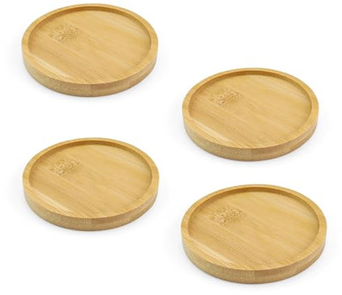 Dessous de Verre en Bois, 4 pièces Bougeoirs en Bois, Tapis de Pot de Fleur de 8 x 8 cm, Conception à Rainure Ronde, Antidérapant, adaptés aux Verres à Boire, Bougeoirs 0XBIT