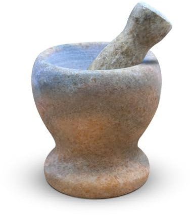 Pestle and Mortar Set – Premium Solid Natural Stone, Essential for Kitchen Essentials & Culinary Creations – Durable and Elegant Design Diameter 11cm(4.3'')