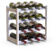 BAKAJI Cave à vin en Bois Bambou avec 16 Compartiments pour vin Champagne, Porte-Bouteille de Terre, Cave pour Coin Bar, Salon, Cuisine, bistrot, Restaurant, 43,5 x 25 x 43 cm (Blanc)