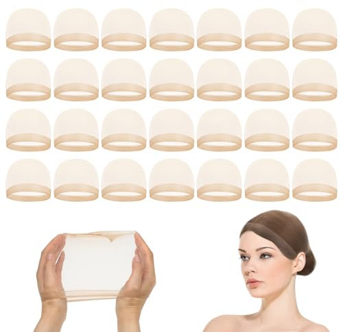 28 Stück Wig Cap Transparent Haarnetz für Perücken Nylon Dünne Perücke Kappen Elastische Perückenkappe Atmungsaktive Perückennetz Dehnbare