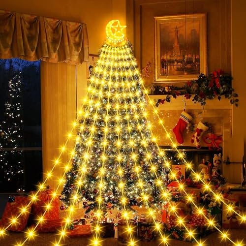 Possily luces De Arbol De Navidad, 3.5M 346 LED en color blanco cálido, luces de arbol de Navidad con 8 modos - Perfectas para decoraciones de fiesta, celebraciones y para uso interior y exterior