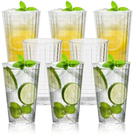 8 Stück Wassergläser Set, 280ml Trinkgläser Kunststoffbecher, Transparen Camping Gläser Kinderbecher Plastik Bruchfest Drinking Glass, Stapelbar Kunststoff Saftgläser Plastikgläser ﻿ (8pcs, 280ml)