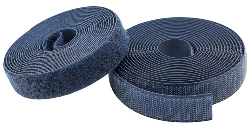 KLEBASTO Klettband zum nähen | SET Hakenband und Flauschband | Klettverschluss zum nähen | Hohe Verschlusskraft (dunkelblau, 20mm x 6 m)