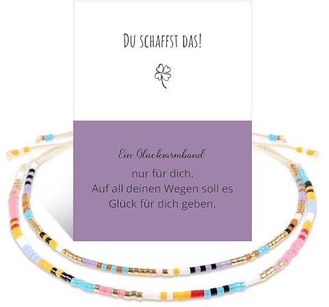 Otuuz Armband für Frauen Miyuki Reis Perlen Armband Handgefertigt aus Miyuki Perlen mit Geschenkverpackung DU SCHAFFST DAS Glückkarte Bohemian Freundschaft Armband Glücksarmband für Weihnachten